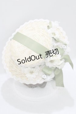画像1: 【SALE】Chalmiere / フラワーサマーハット  グリーン H-25-09-26-078-PU-AC-NS-ZT-K025