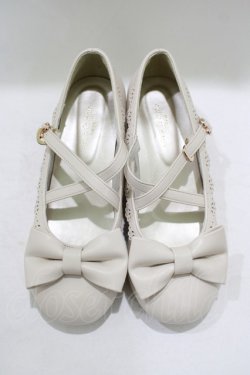 画像1: axes femme kawaii / クロスベルトリボンパンプス L(24.5cm) 生成り H-25-09-26-081-AX-SH-NS-ZH