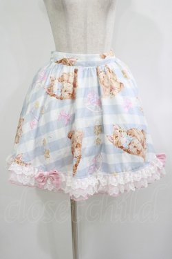 画像1: To Alice / キャット×ギンガムチェックシリーズ浴衣のスカート M サックス H-25-09-26-021-LO-SK-NS-ZH