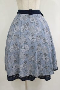 axes femme POETIQUE / プリュムプリントベルト付スカート M ブルー H-25-09-26-022-AX-SK-NS-ZH