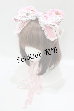 画像1: metamorphose / お菓子のお家レース付リボンヘッドドレス  ピンク H-25-09-27-034-ME-AC-NS-ZH