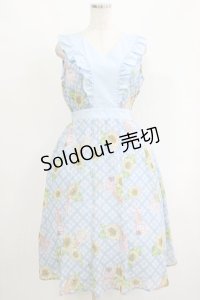 axes femme POETIQUE / ヒマワリ&アイスサマーワンピース M サックス H-25-09-27-041-AX-OP-NS-ZH