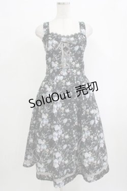 画像1: axes femme / ロマンティックローズ柄ジャンパースカート Free ブラック H-25-09-27-051-AX-OP-NS-ZH