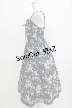 画像2: axes femme / ロマンティックローズ柄ジャンパースカート Free ブラック H-25-09-27-051-AX-OP-NS-ZH