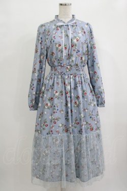 画像1: axes femme / ベリー柄ロングワンピース M サックス H-25-09-27-052-AX-OP-NS-ZH