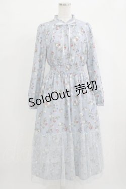 画像1: axes femme / ベリー柄ロングワンピース M サックス H-25-09-27-052-AX-OP-NS-ZH