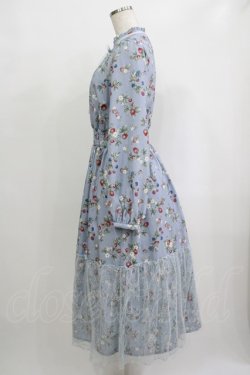 画像2: axes femme / ベリー柄ロングワンピース M サックス H-25-09-27-052-AX-OP-NS-ZH