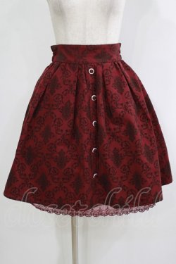 画像1: axes femme / ベルト付総フロッキースカート M ワイン H-25-09-27-058-AX-SK-NS-ZH