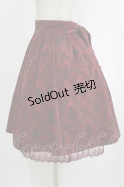 画像2: axes femme / ベルト付総フロッキースカート M ワイン H-25-09-27-058-AX-SK-NS-ZH