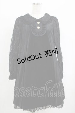 画像1: Secret Honey / レース袖ベロアワンピース Free ブラック H-25-09-27-062-CA-OP-NS-ZH