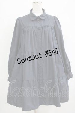 画像1: evelyn / ティアードボリュームシャツワンピース Free ネイビー H-25-09-27-064-LO-OP-NS-ZH