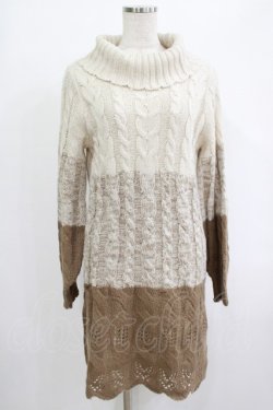 画像1: axes femme / グラデーションニットワンピース M モカ H-25-09-27-068-AX-OP-NS-ZH