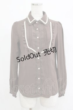 画像1: axes femme / バイカラーリボンブラウス M ブラウン H-25-09-27-072-AX-BL-NS-ZH