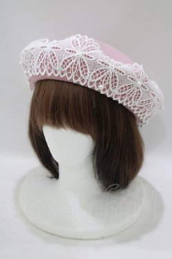 画像1: m petit by misako / AMレースバスクベレー  ピンク H-25-09-27-028-LO-AC-NS-ZH