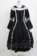 metamorphose / 【プラスサイズ】無地ラッセルレース姫袖ワンピース プラスサイズ ブラック/オフ白 H-25-09-28-001-ME-OP-NS-ZH