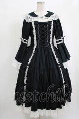 metamorphose / 【プラスサイズ】無地ラッセルレース姫袖ワンピース プラスサイズ ブラック/オフ白 H-25-09-28-001-ME-OP-NS-ZH