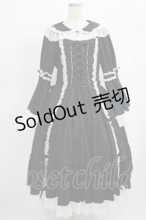 無地ラッセルレース姫袖ワンピース 白黒 metamorphose ワンピース - closet child オンラインショップ
