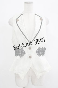 画像1: axes femme POETIQUE / ストライプショートベスト M 生成り H-25-09-28-027-AX-JA-NS-ZH