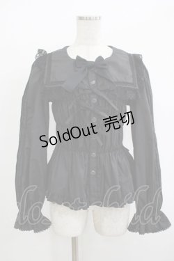 画像1: metamorphose / スクエアセーラーカラーシャーリングブラウス サイズ1 ブラック H-25-09-28-040-ME-BL-NS-ZH