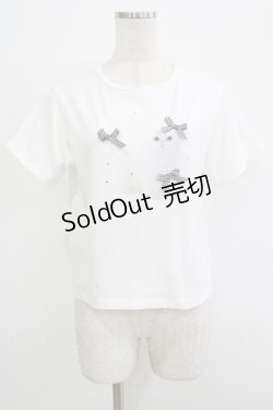 画像1: evelyn / 猫ちゃんリボンTシャツ Free ホワイト H-25-09-28-047-LO-TS-NS-ZH