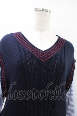 画像4: Jane Marple Dans Le Salon / Tilden vest and stripe trompe-l'oeil dress  ネイビー×ブルー H-25-09-28-1025-JM-OP-KB-ZH