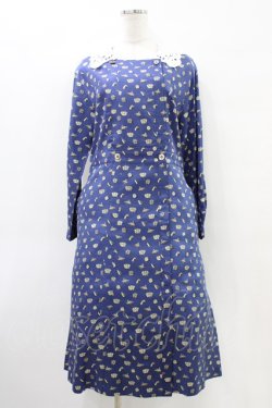 画像1: Jane Marple / Tumbling Diceのグースカラードレス  紺 H-25-09-28-1026-JM-OP-KB-ZH