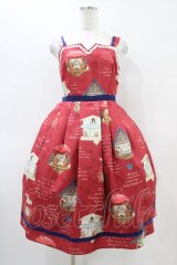 Emily Temple cute / Tick Tock Clockノースリーブワンピース  レッド H-25-09-28-1029-ET-OP-KB-ZH