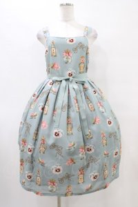 Emily Temple cute / Revivalノースリーブワンピース  Queen Marie柄ミント H-25-09-28-1030-ET-OP-KB-ZH