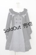 DARK IN LOVE / Gothic pinstripe ruffle neck academism dress M ブラック×グレー H-25-09-28-1035-PU-OP-KB-ZH