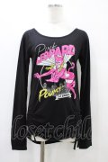 LISTEN FLAVOR / 裾ギャザープリントカットソー  黒 H-25-09-28-1052-PU-BL-KB-ZH