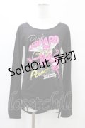 LISTEN FLAVOR / 裾ギャザープリントカットソー  黒 H-25-09-28-1052-PU-BL-KB-ZH