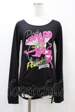 画像1: LISTEN FLAVOR / 裾ギャザープリントカットソー  黒 H-25-09-28-1052-PU-BL-KB-ZH