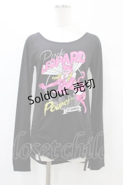 画像1: LISTEN FLAVOR / 裾ギャザープリントカットソー  黒 H-25-09-28-1052-PU-BL-KB-ZH