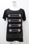 LISTEN FLAVOR / ハートナポレオンプリントカットソー M 黒 H-25-09-28-1053-PU-TO-KB-ZH