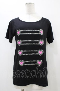 画像1: LISTEN FLAVOR / ハートナポレオンプリントカットソー M 黒 H-25-09-28-1053-PU-TO-KB-ZH