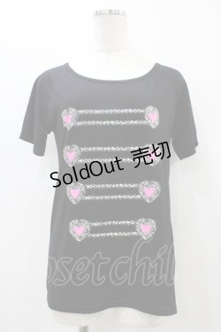 画像1: LISTEN FLAVOR / ハートナポレオンプリントカットソー M 黒 H-25-09-28-1053-PU-TO-KB-ZT491