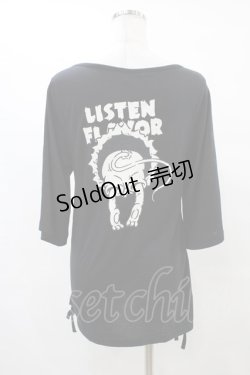 画像2: 【SALE】LISTEN FLAVOR / プリントサイドギャザーカットソー  黒 H-25-09-28-1054-PU-TO-KB-ZT138
