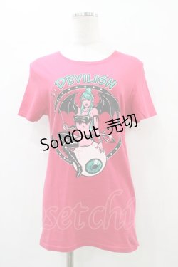 画像1: LISTEN FLAVOR / プリントカットソー  ピンク H-25-09-28-1057-PU-TO-KB-ZH