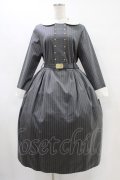 Jane Marple / ブリティッシュストライプtea houseドレス  グレー H-25-09-28-1015-JM-OP-KB-ZH