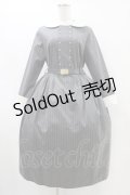 Jane Marple / ブリティッシュストライプtea houseドレス  グレー H-25-09-28-1015-JM-OP-KB-ZH