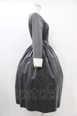 画像3: Jane Marple / ブリティッシュストライプtea houseドレス  グレー H-25-09-28-1015-JM-OP-KB-ZH