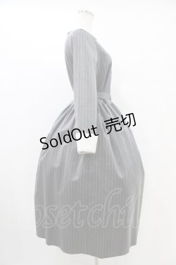 画像3: Jane Marple / ブリティッシュストライプtea houseドレス  グレー H-25-09-28-1015-JM-OP-KB-ZH