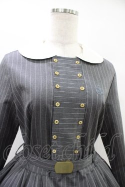 画像4: Jane Marple / ブリティッシュストライプtea houseドレス  グレー H-25-09-28-1015-JM-OP-KB-ZH