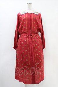 Jane Marple Dans Le Salon / Granny’s buttonsクロスカラードレス  ローズ×ライトベージュ H-25-09-28-1022-JM-OP-KB-ZH