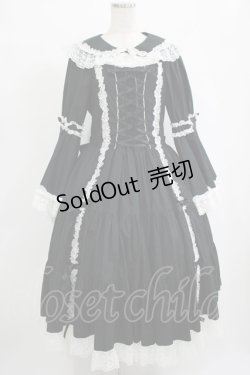 画像2: metamorphose / 【プラスサイズ】無地ラッセルレース姫袖ワンピース プラスサイズ ブラック/オフ白 H-25-09-28-001-ME-OP-NS-ZH