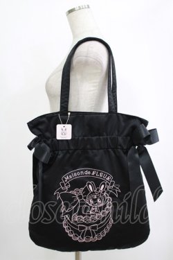 画像1: Maison de FLEUR / Maison de FLEUR×mezzo piano junior/ベリエちゃん ダブルリボントートバッグ  ブラック H-25-09-28-056-LO-BG-NS-ZH