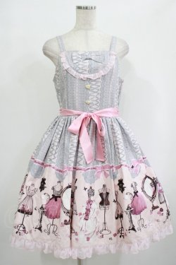 画像1: metamorphose / Lace up dollヨーク切替ジャンパースカート Free ピンク H-25-09-28-006-ME-OP-NS-ZH