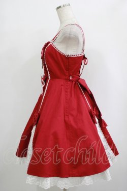 画像2: Angelic Pretty / レースアップ裾フリルジャンパースカート Free ワイン H-25-09-28-008-AP-OP-NS-ZH