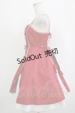 画像2: Angelic Pretty / レースアップ裾フリルジャンパースカート Free ワイン H-25-09-28-008-AP-OP-NS-ZH