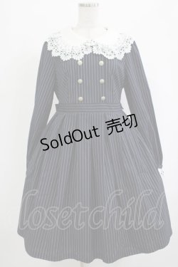 画像1: Lulu's Garden（海外ロリータブランド） / ストライプワンピース L ネイビー H-25-09-28-009-PU-OP-NS-ZH